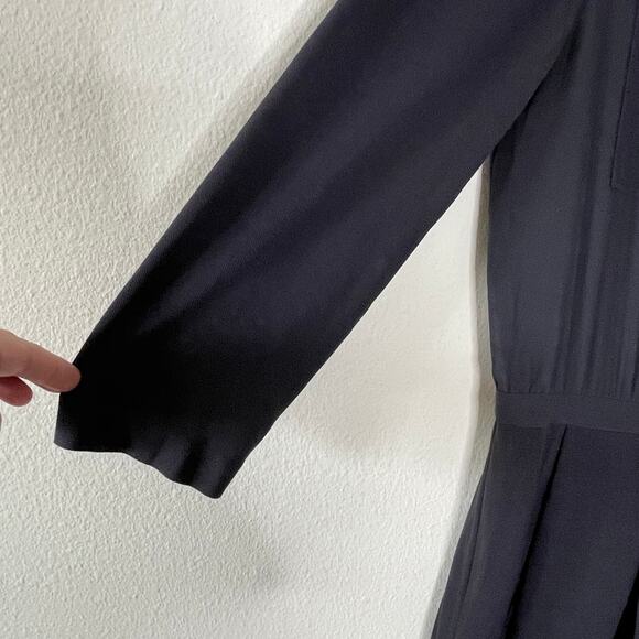 LACOSTE MERLE LONG SLEEVE BLACK PLEATED SILK BLEND MIDI DRESS SIZE 40/ US 8 - Picture 5 of 10